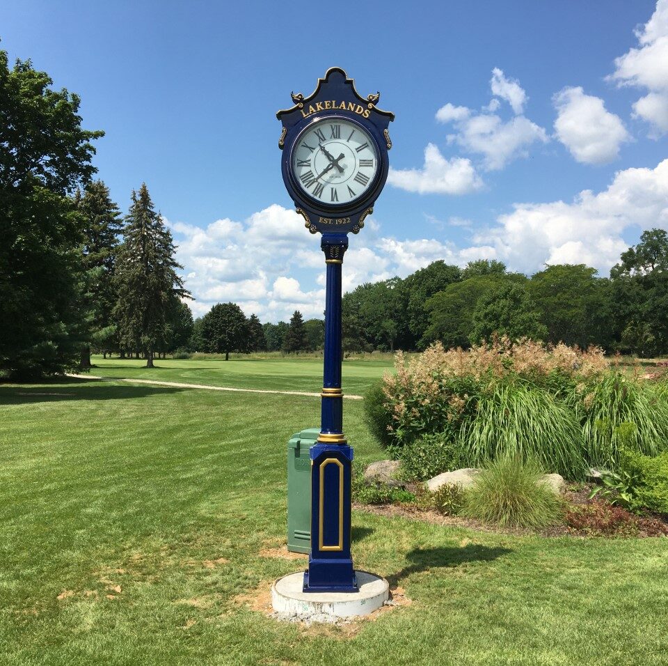golf course clock, post clock, street clock, E Howard Clock